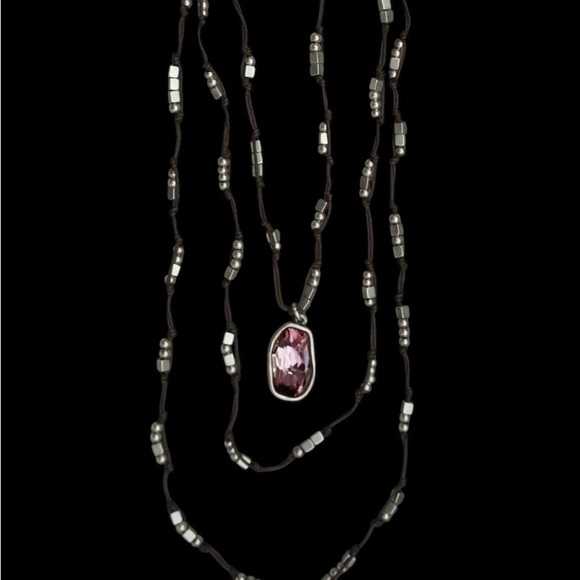 Un ode 50 Wine Crystal Multi Strand Necklace - Picture 4 of 6